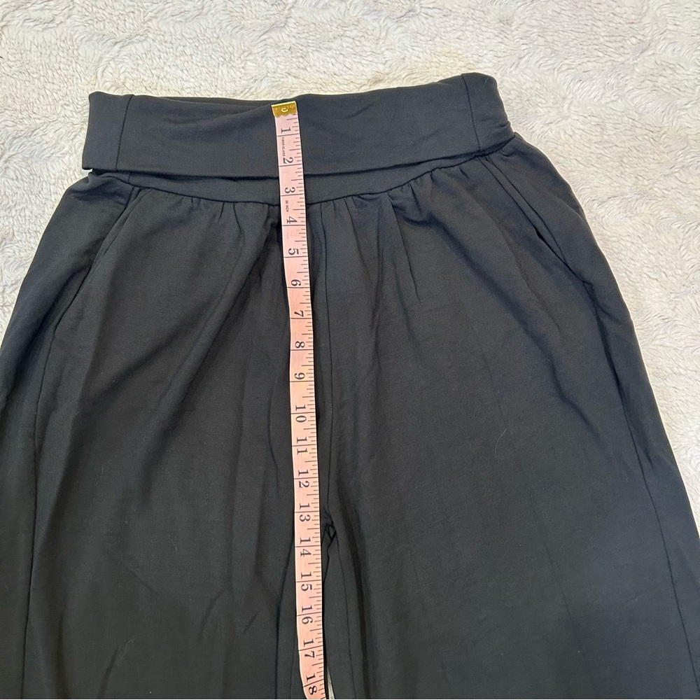 Quince - EUC Black French Terry Modal Wide Leg Palazzo Trouser Pants - Large L - Picture 7 of 9